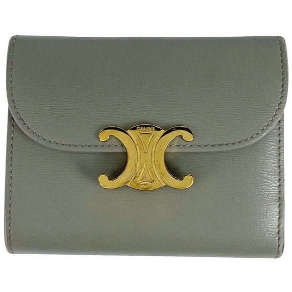 Celine Triomphe Flap Grey Wallet Leather - Picture 1 of 7